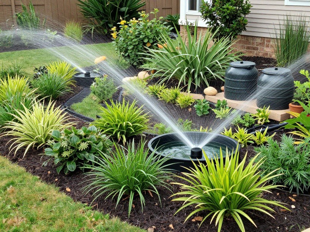 Front yard landscaping design featuring water-wise irrigation and plant selection