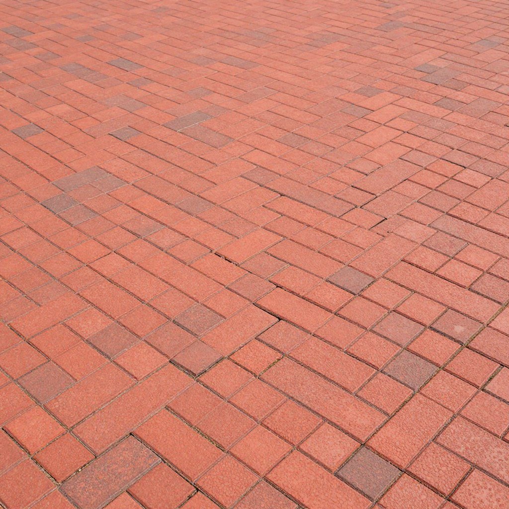 Herringbone pattern brick patio with outdoor dining set