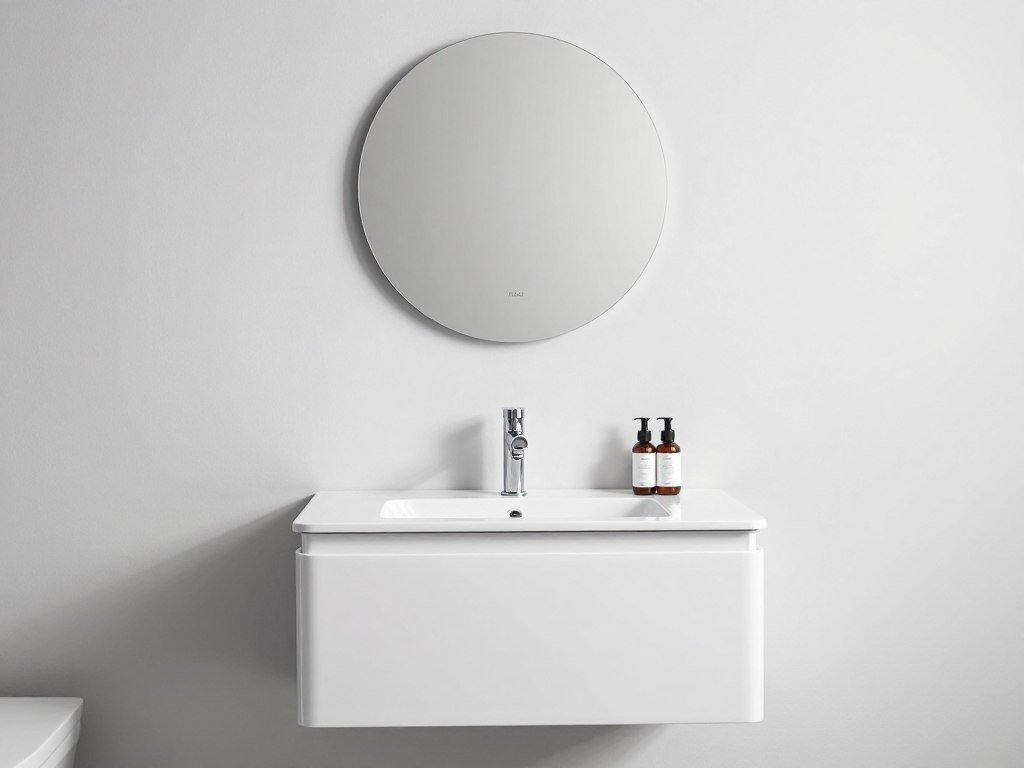 IKEA GODMORGON floating vanity in high-gloss white with minimalist styling