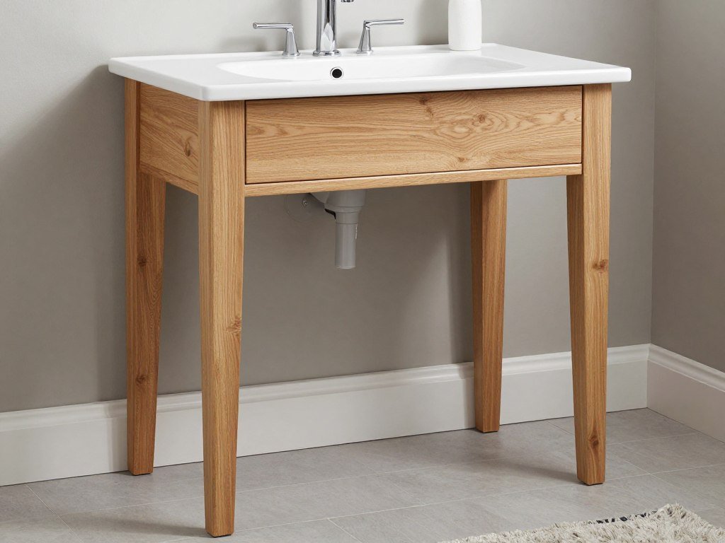 IKEA GODMORGON vanity with added custom furniture legs for an elevated look