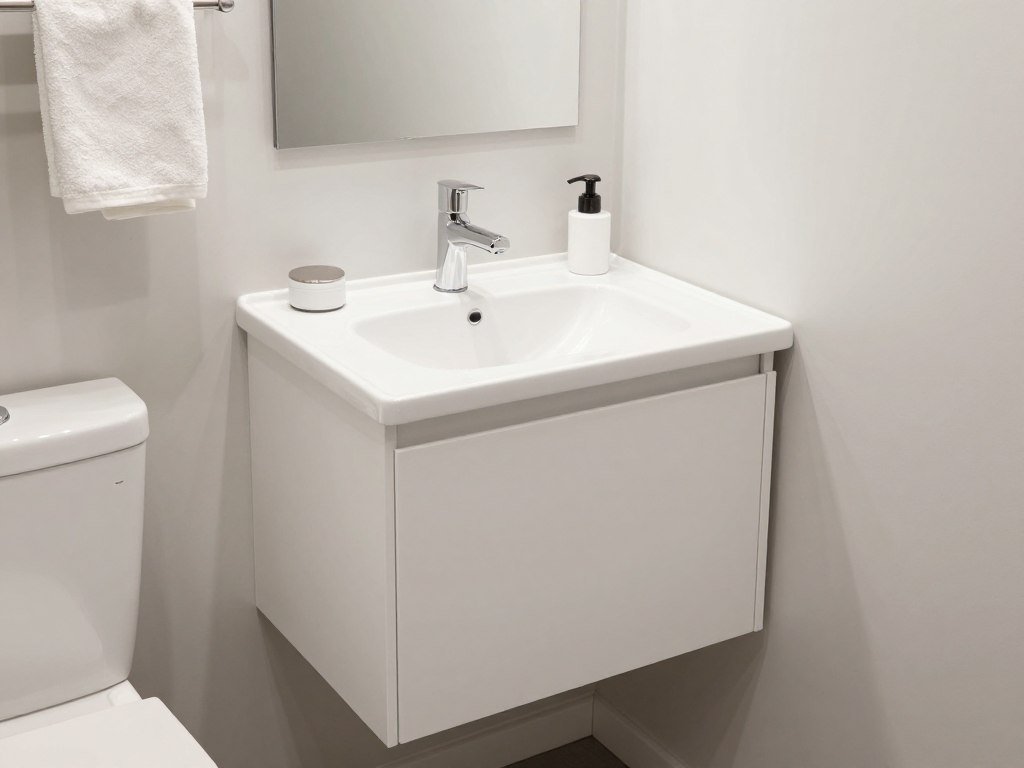 IKEA LILLÅNGEN corner vanity in a small bathroom space