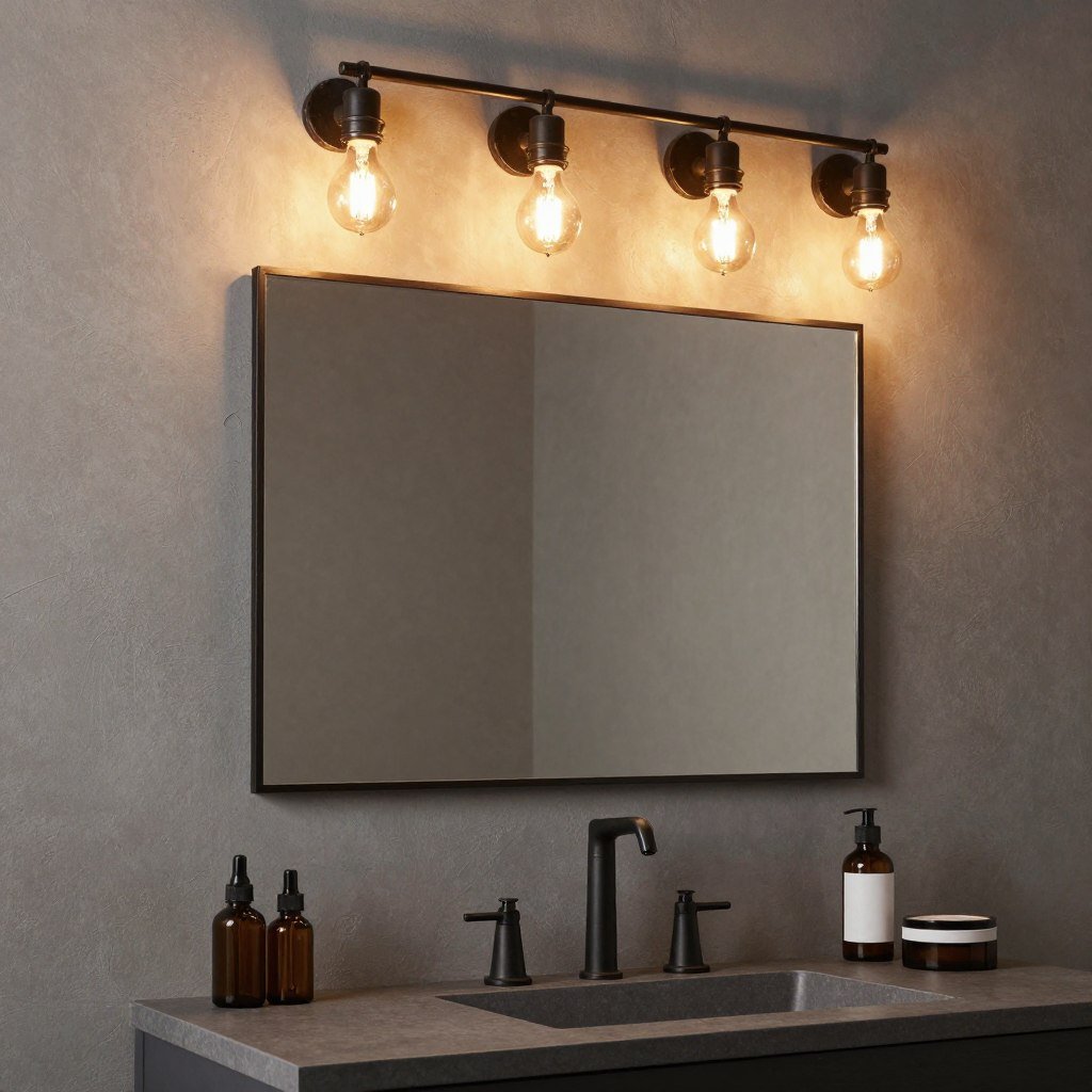 Industrial style bathroom vanity lighting