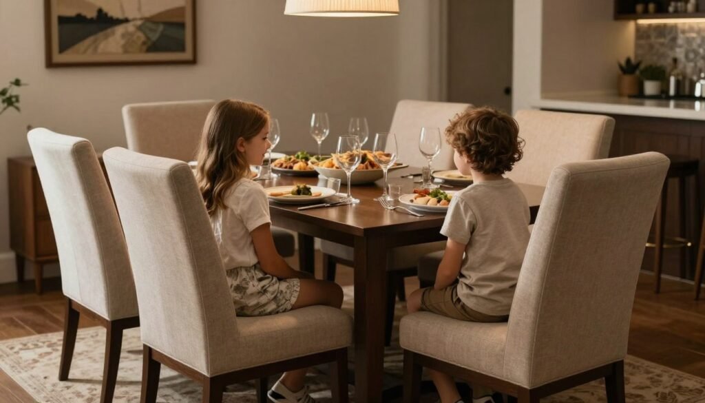 Inviting dining space with upholstered chairs ready for a gathering
