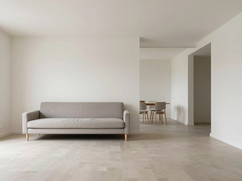 Light and airy design in a small living room with dining area