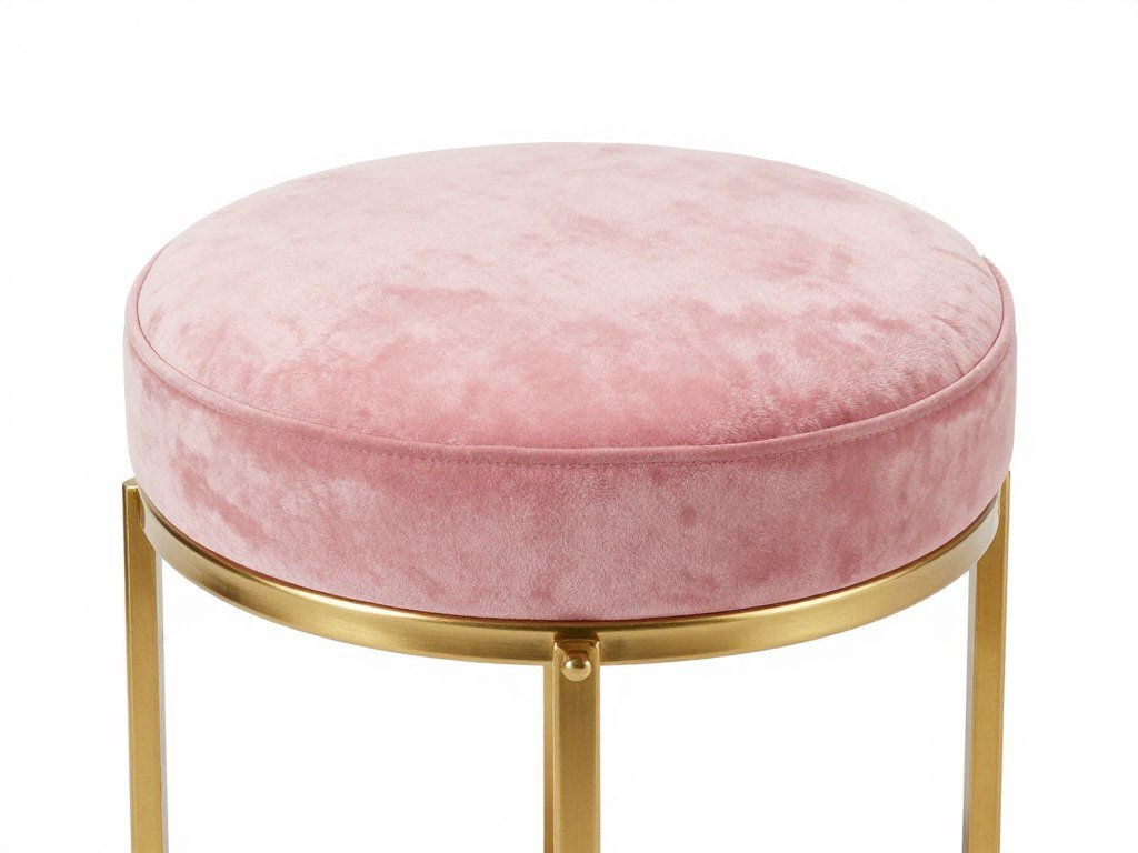 Luxurious velvet vanity stool in pink with gold legs