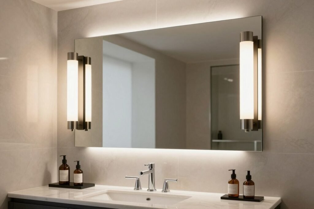 Luxury bathroom vanity lighting installation