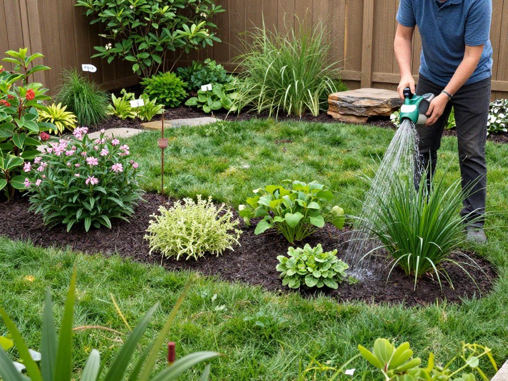 Maintenance activities for completed backyard landscaping designs layout