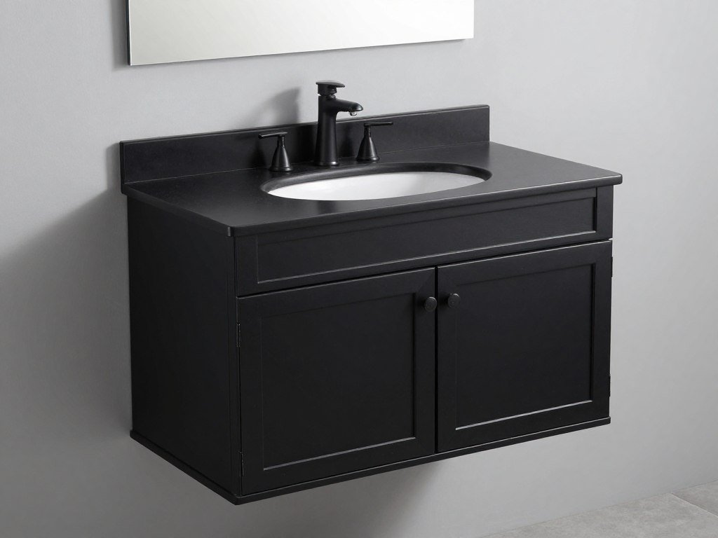 Medium 36-48 inch black bathroom vanity with single sink Medium 36-48 inch black bathroom vanity with single sink