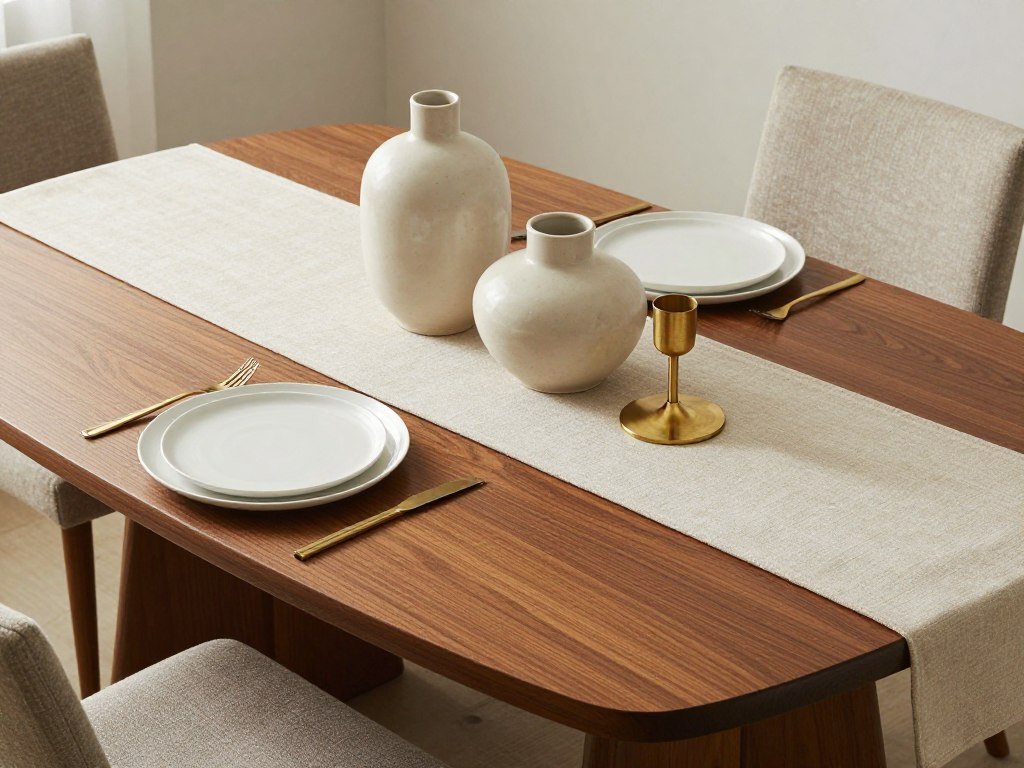 Mid century modern tabletop decor including ceramics and candleholders