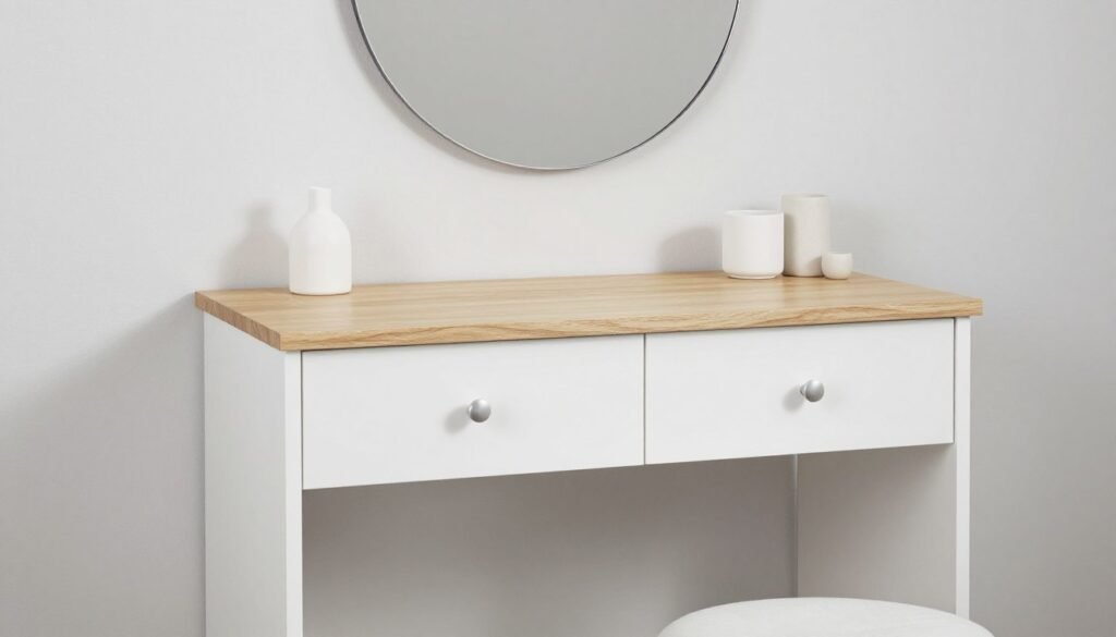 Minimalist DIY vanity created from IKEA components
