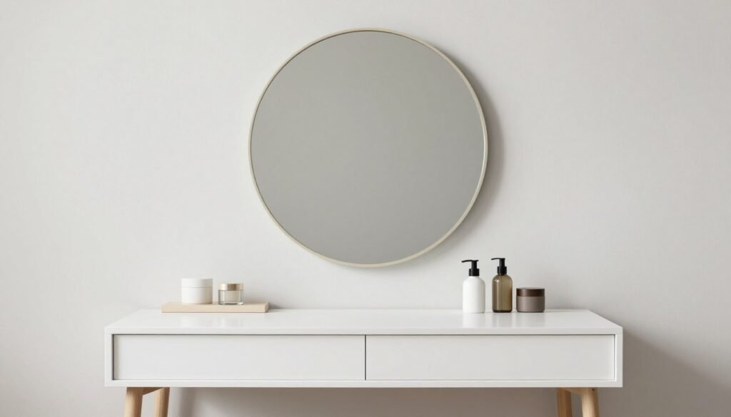Minimalist chic vanity inspo with clean lines and neutral palette