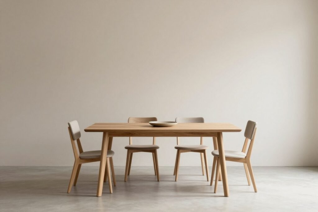 Minimalist dining room with color blocking Minimalist dining room with color blocking