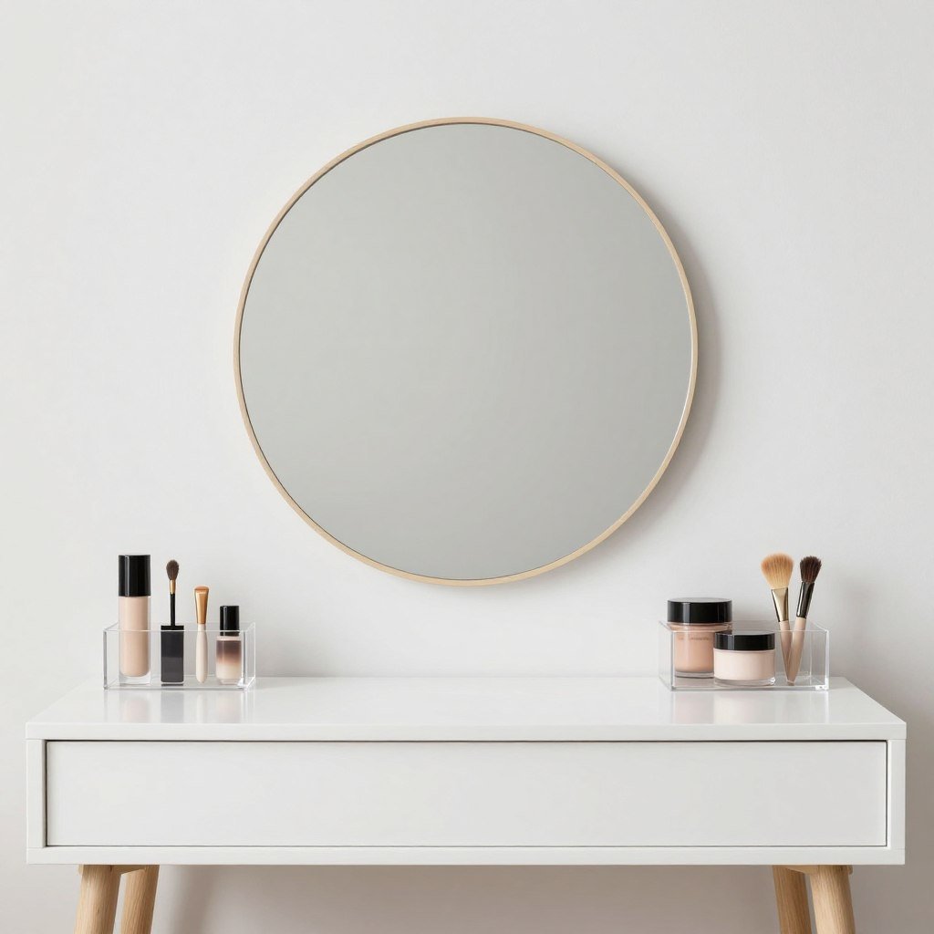 Minimalist vanity setup with clean lines and neutral colors