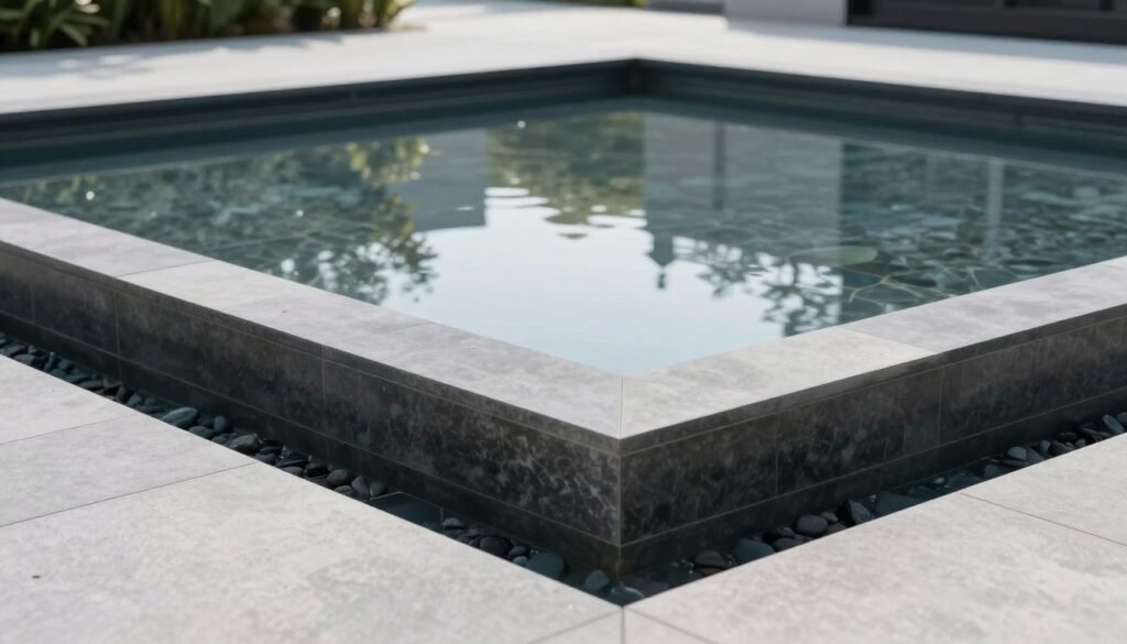 Minimalist water feature in a modern landscape design