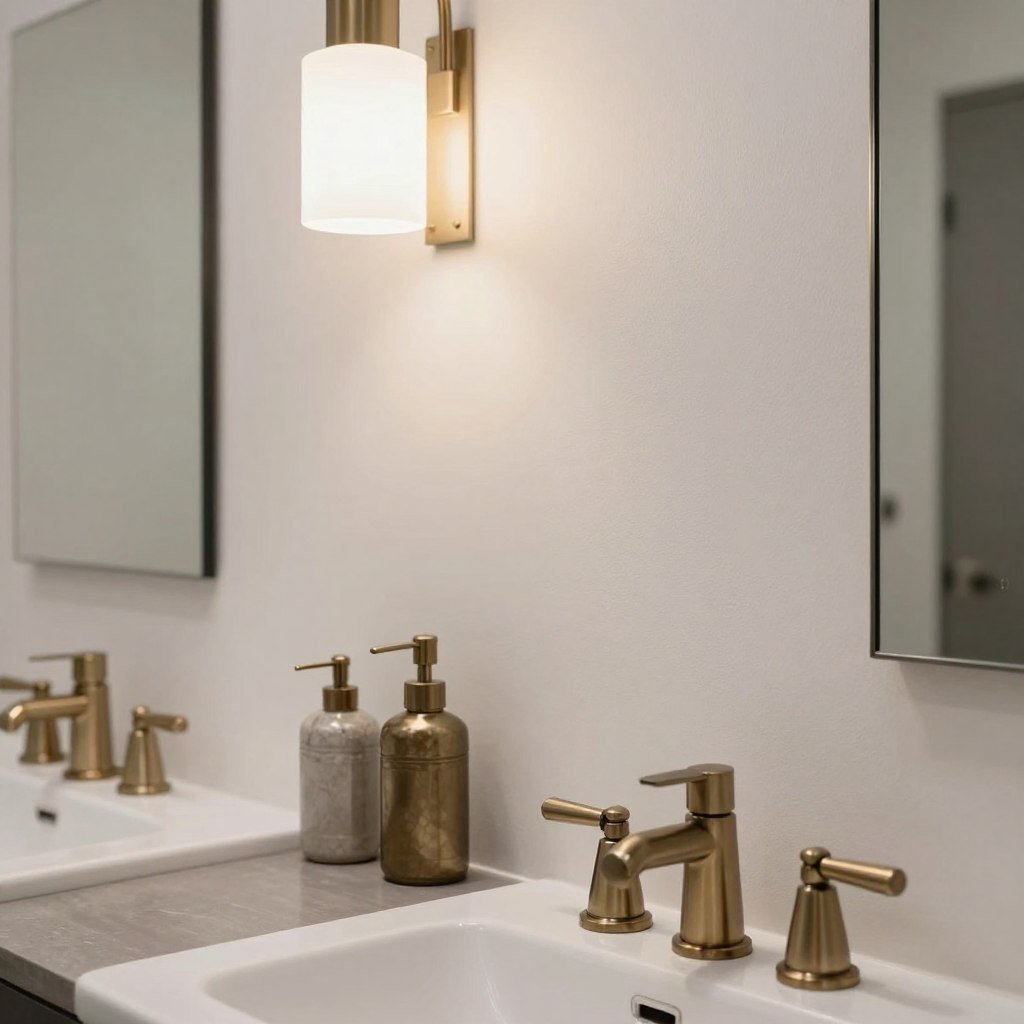 Mixed metal finishes in bathroom lighting