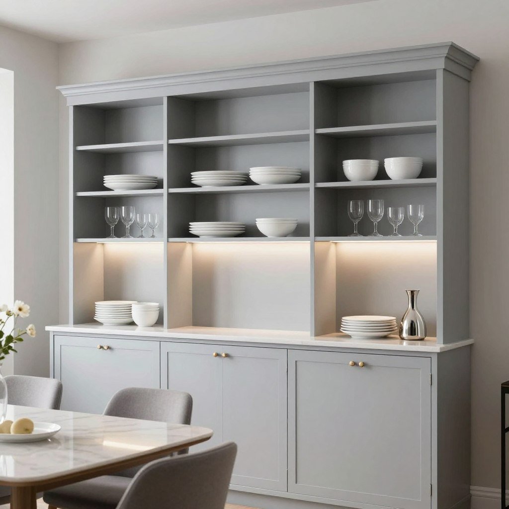 Modern built-in hutch dining room with efficient storage design