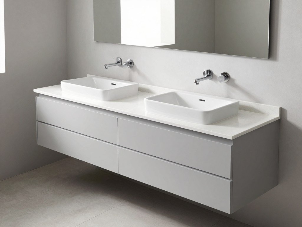 Modern double vanity bathroom with floating design and minimalist fixtures