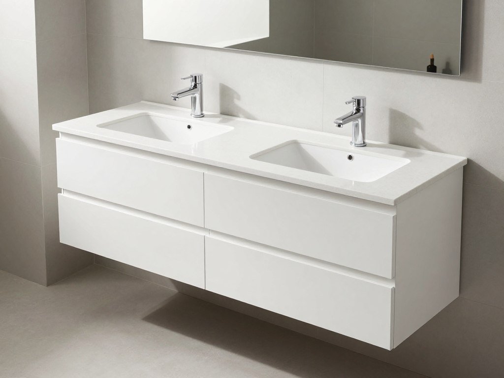 Modern floating double vanity with clean lines and minimalist design