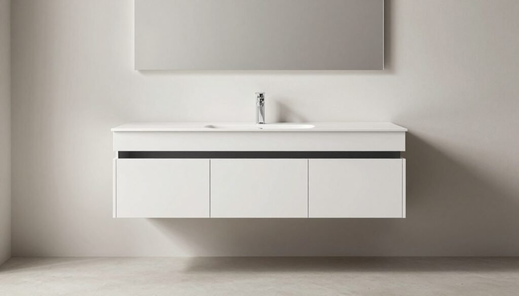 Modern floating vanity that creates visual space with wall-mounted design and clean lines