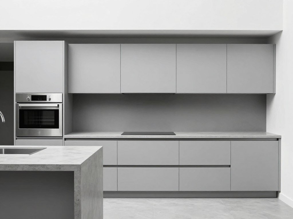 Modern minimalist backyard kitchen with clean lines and sleek surfaces