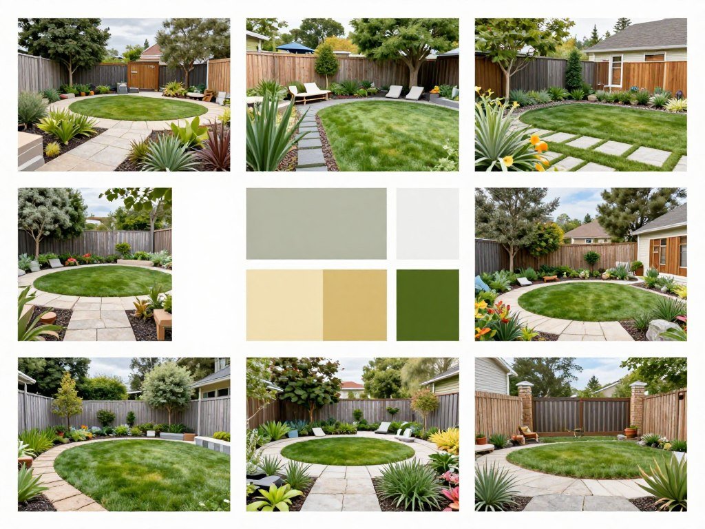 Mood board for backyard landscaping designs layout inspiration