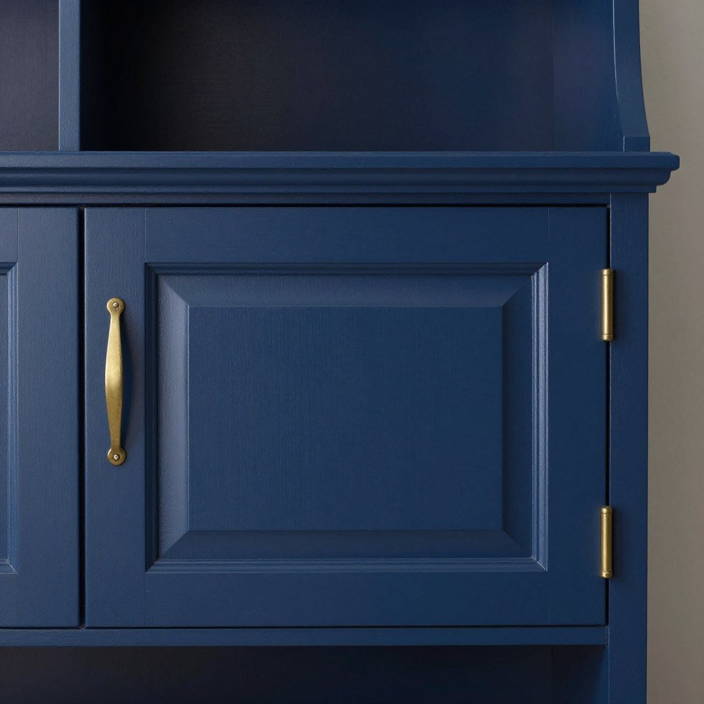 Navy blue built-in hutch dining room
