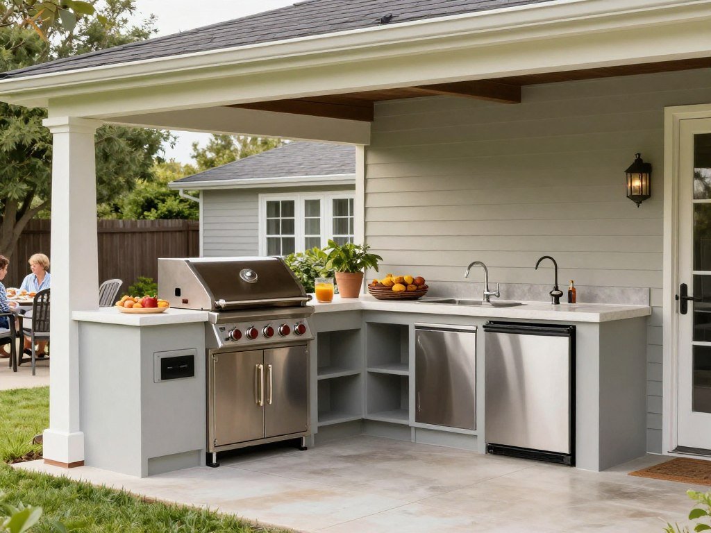 Outdoor kitchen under covered patio