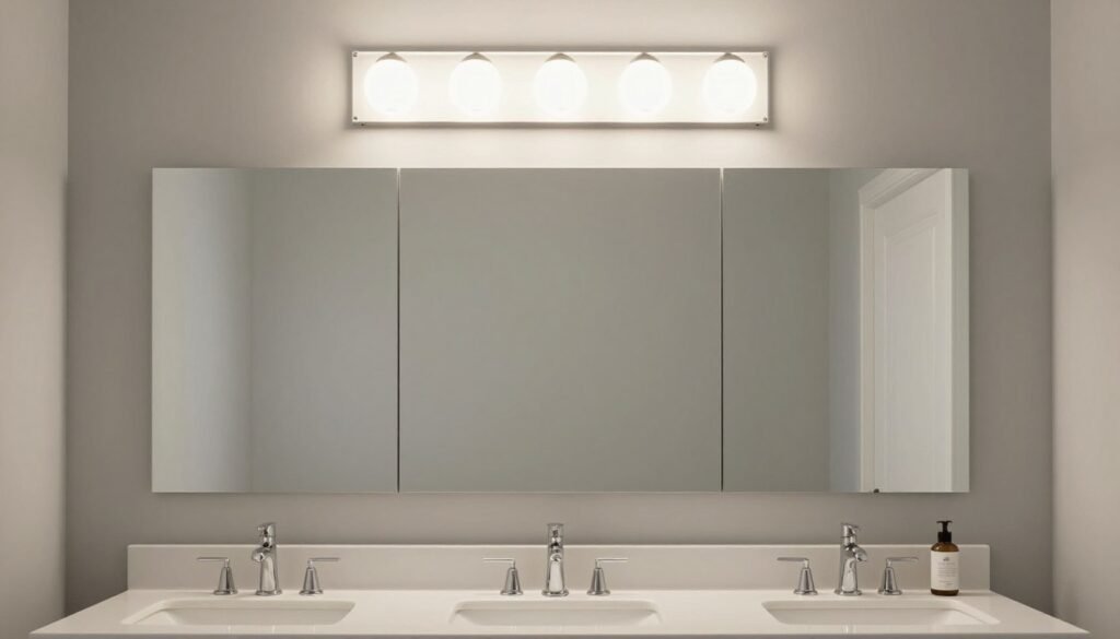 Perfectly centered vanity light above mirror and sink
