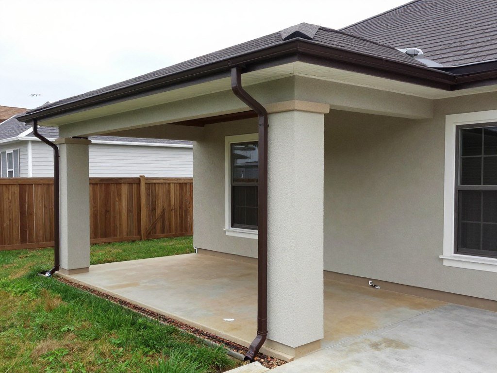 Proper drainage and gutters on covered patio