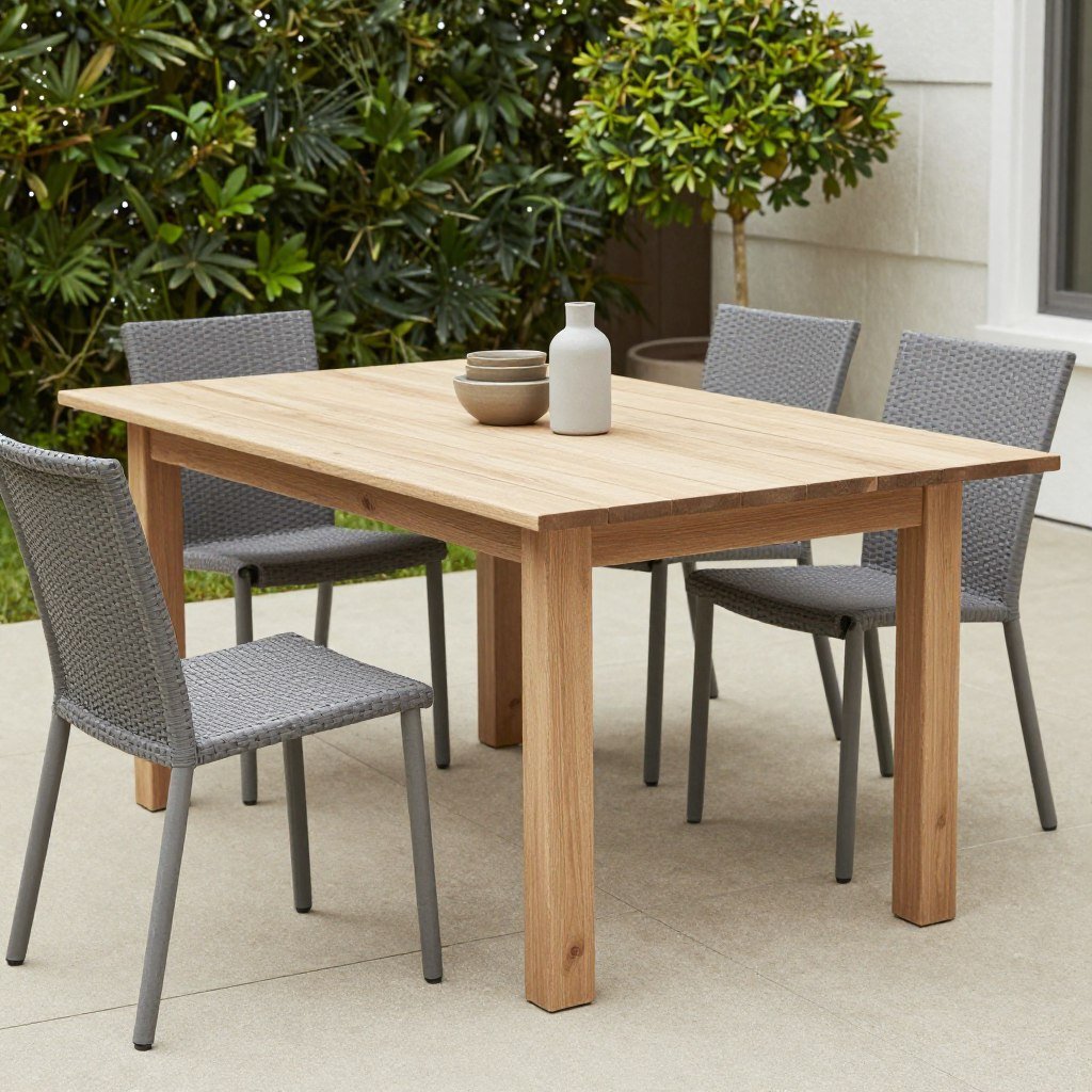 Quality outdoor dining table with simple, affordable accessories