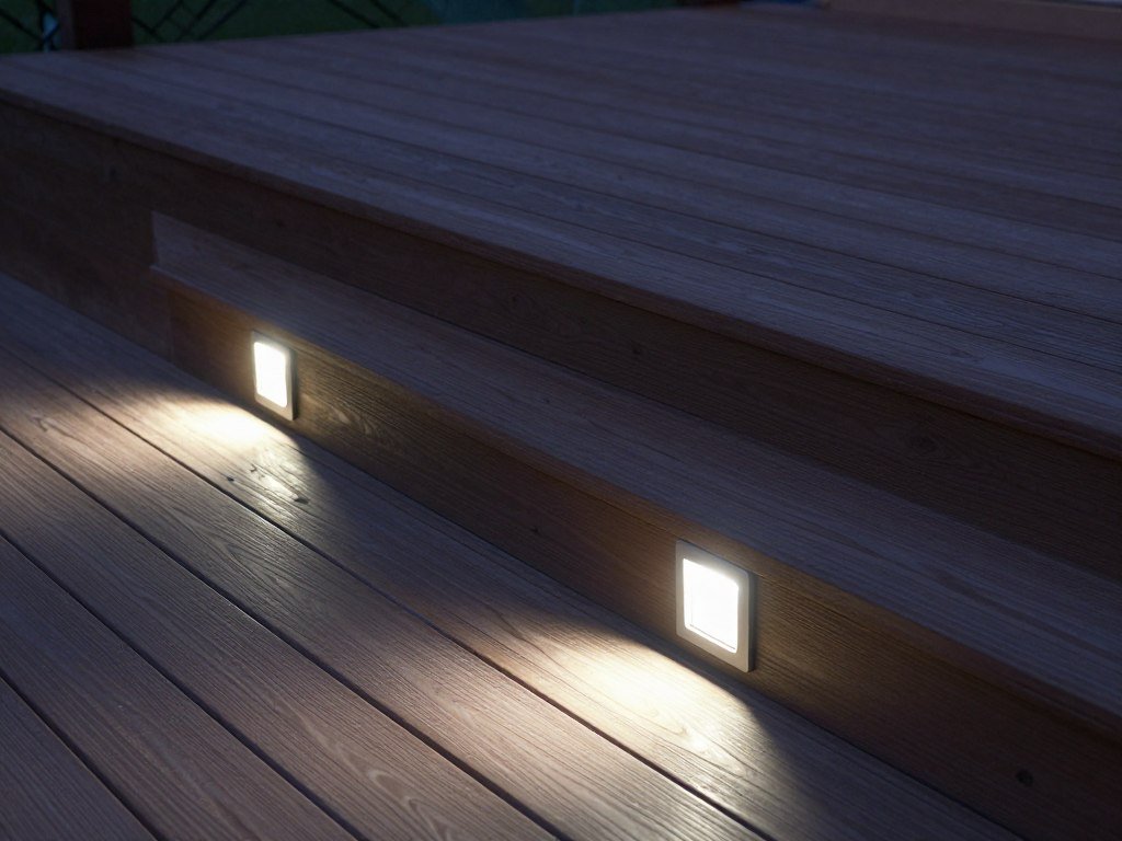 Recessed patio lights built into a deck