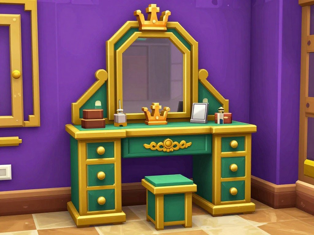 Royal luxury themed Bloxburg vanity with gold accents and rich colors Royal luxury themed Bloxburg vanity with gold accents and rich colors