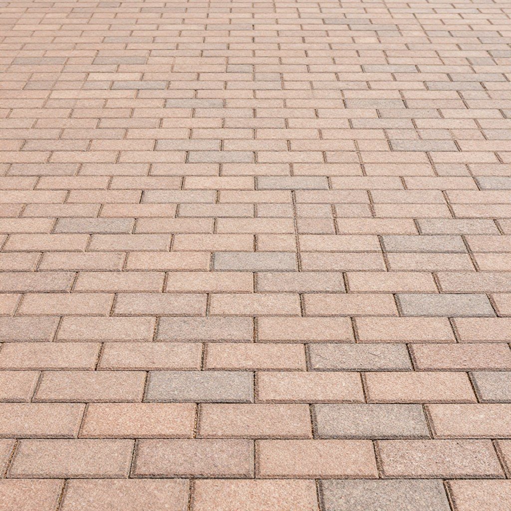Running bond pattern brick patio with outdoor seating area
