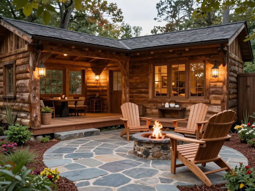 Rustic dream backyard with natural materials and cozy elements