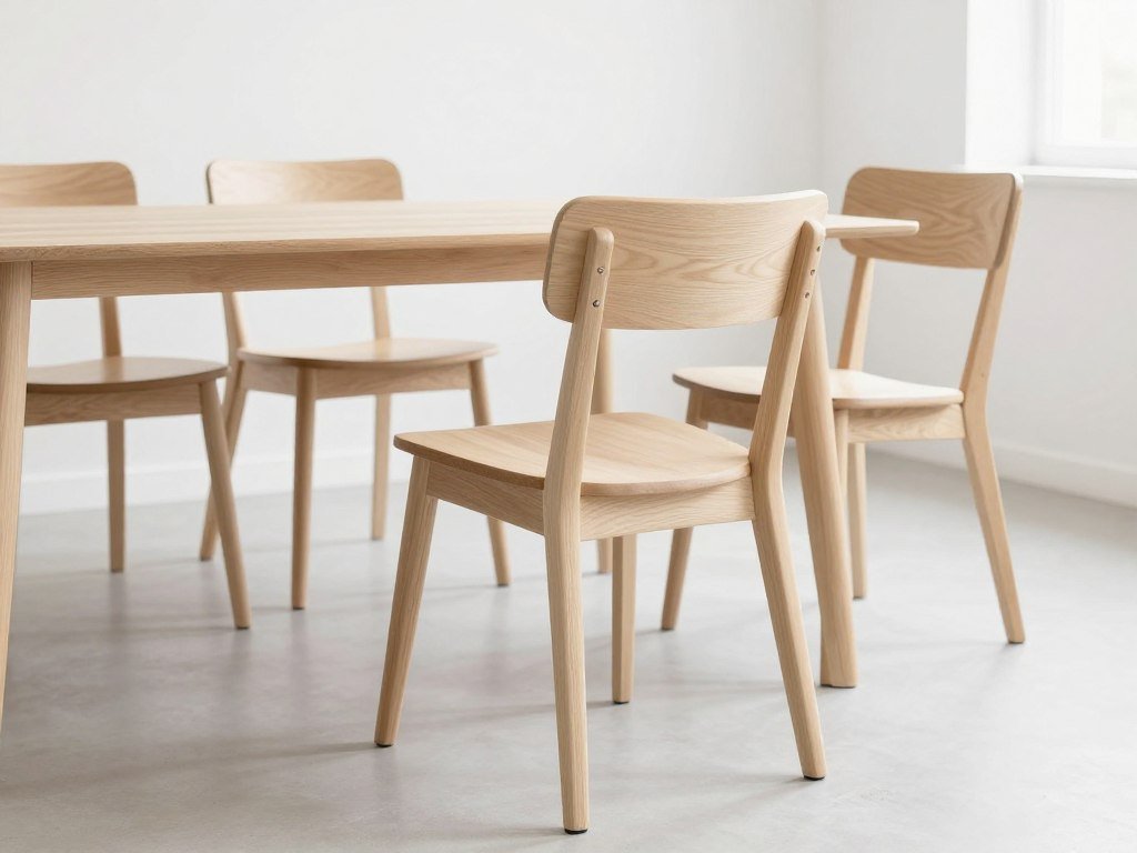 Scandinavian dining chairs with light wood and minimalist design