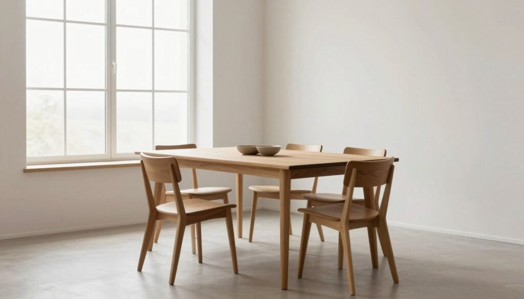 Serene minimalist dining room with natural light Serene minimalist dining room with natural light