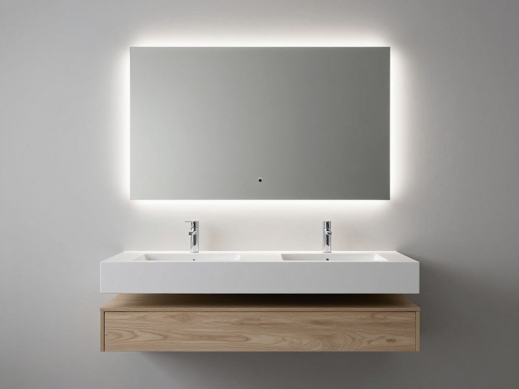 Sleek minimalist bathroom with integrated LED lighting and clean lines