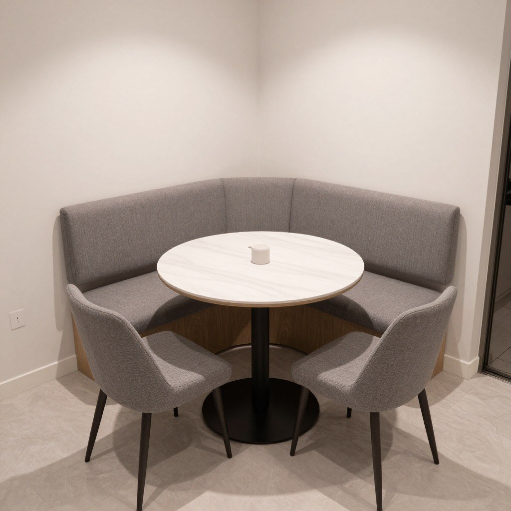Small apartment corner dining nook with space-saving features