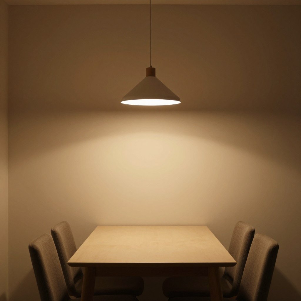 Small dining table with pendant light above