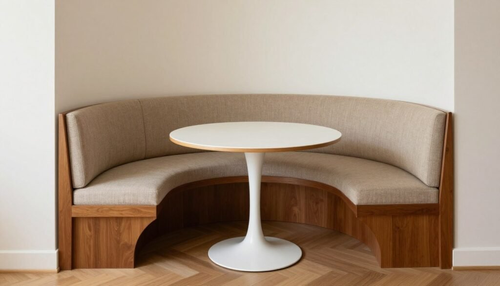 Small mid century modern dining nook with space-saving furniture