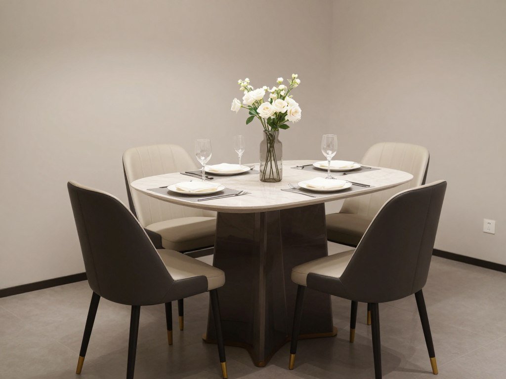 Small oval dining table in an apartment dining area