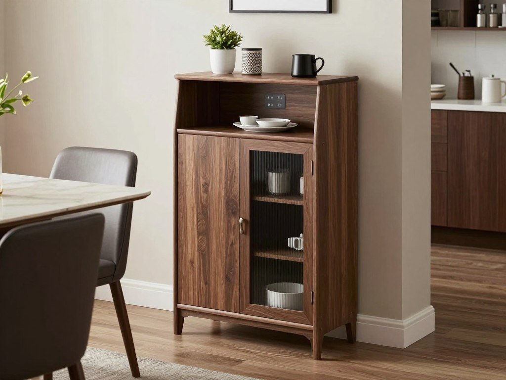 Small-space dining room cabinet with compact design and smart storage features Small-space dining room cabinet with compact design and smart storage features