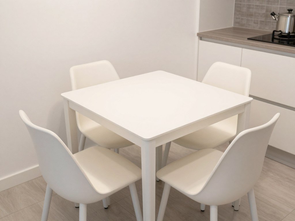 Small square dining table in a compact kitchen