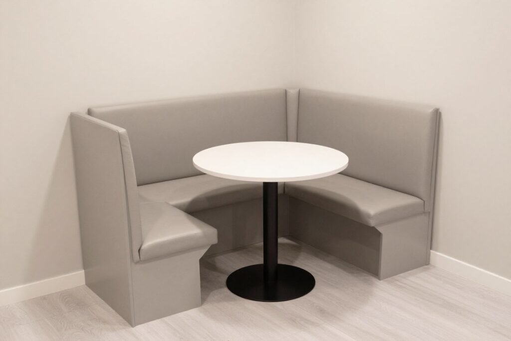 Space-saving dining booth in small apartment