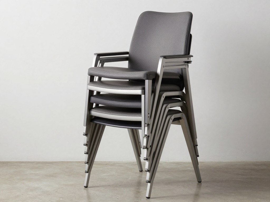 Stackable dining chairs showing space-saving functionality
