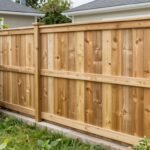 Tall wooden privacy fence with board-on-board design providing complete backyard privacy