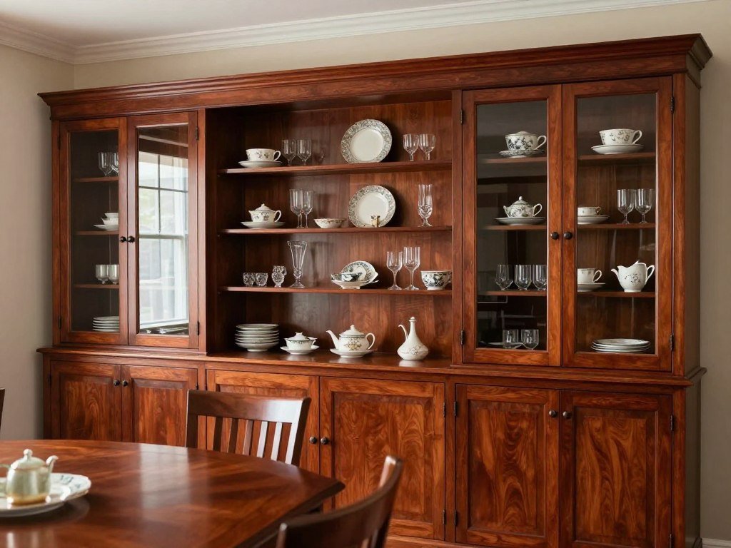 Traditional built-in hutch dining room with colonial styling