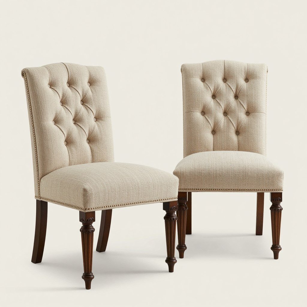 Traditional upholstered dining chairs with tufted backs