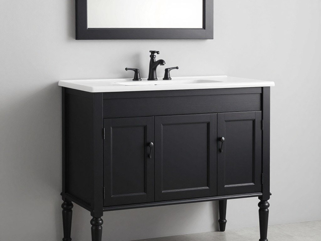 Transitional black bathroom vanity blending modern and traditional elements Transitional black bathroom vanity blending modern and traditional elements