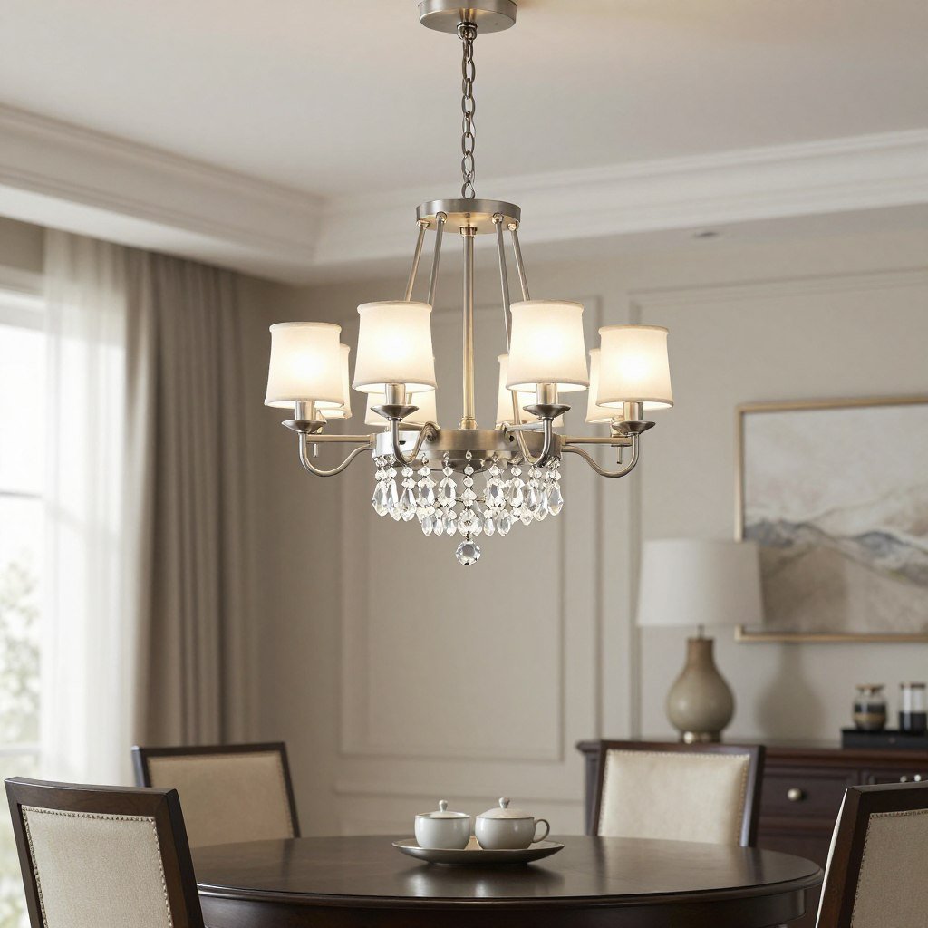 Transitional chandelier blending traditional and contemporary elements